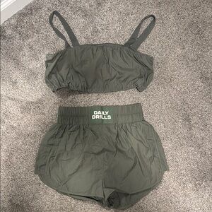 Daily Drills Forest Green Crop Top and Shorts